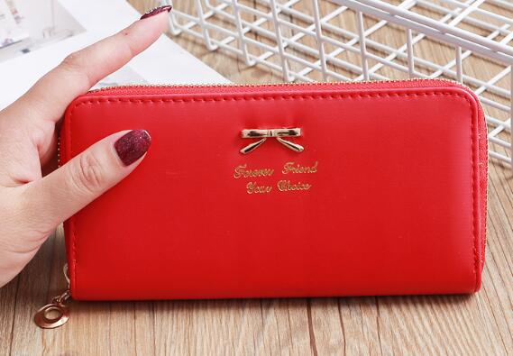 Women's Solid Color Bow Two-layer Wallet