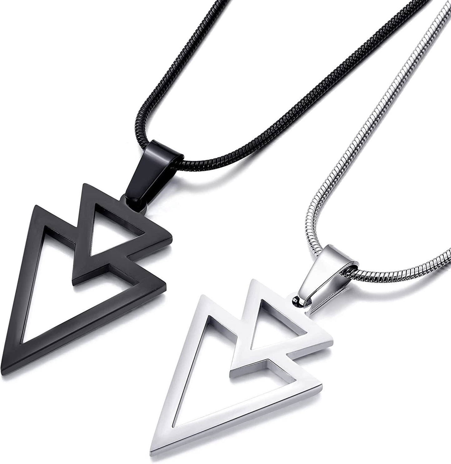 Overlapping Triangle Arrow Pendant Accessories Boys Necklace