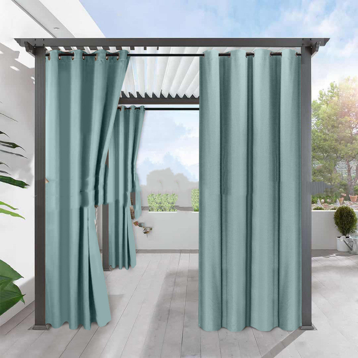 Simple Full Blackout Solid Color Fine Linen Blackout Waterproof Sunscreen Heat Insulation Curtain