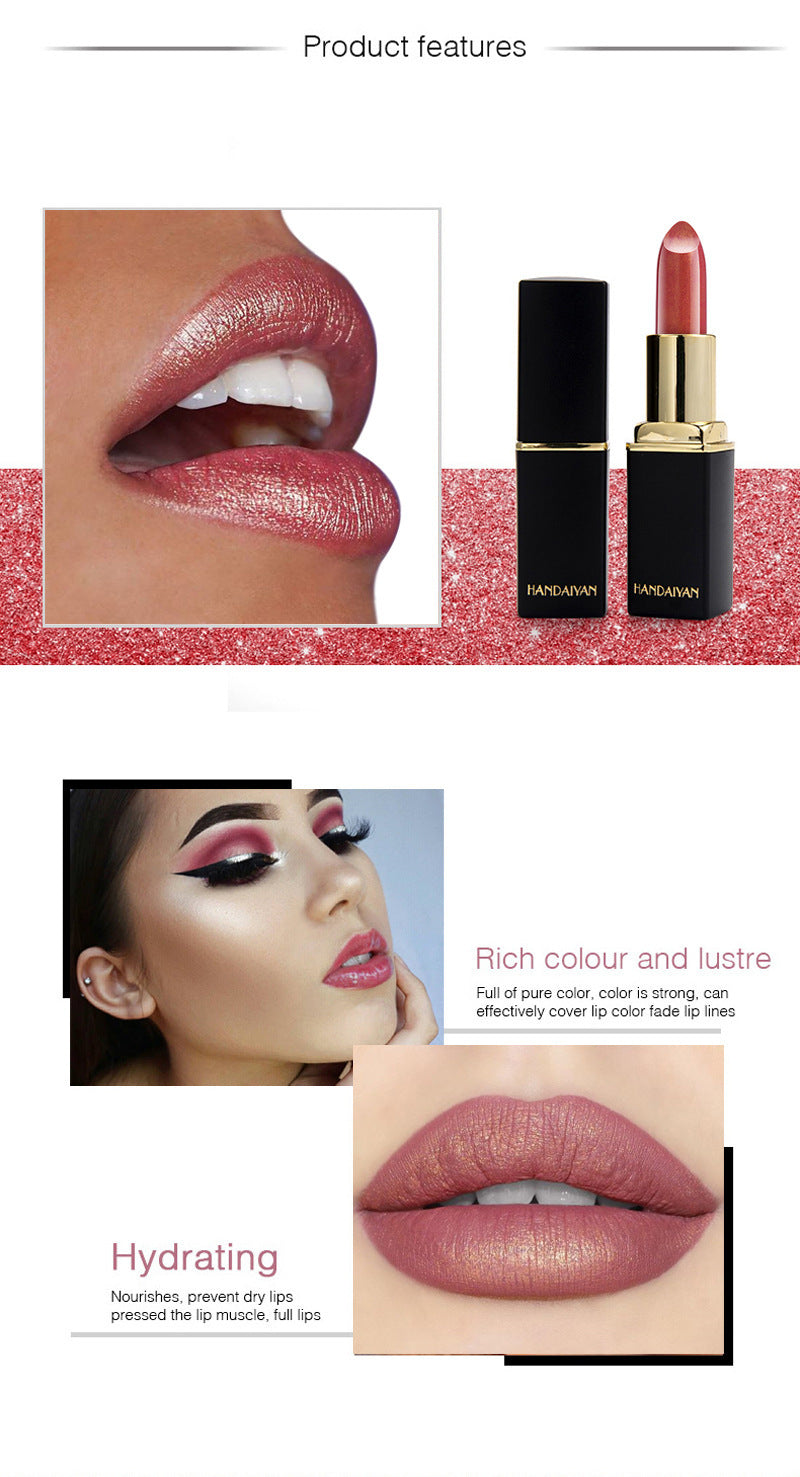 Shiny Metallic Lipstick Pearlescent Color Temperature Change Lipstick Gilt Lipstick