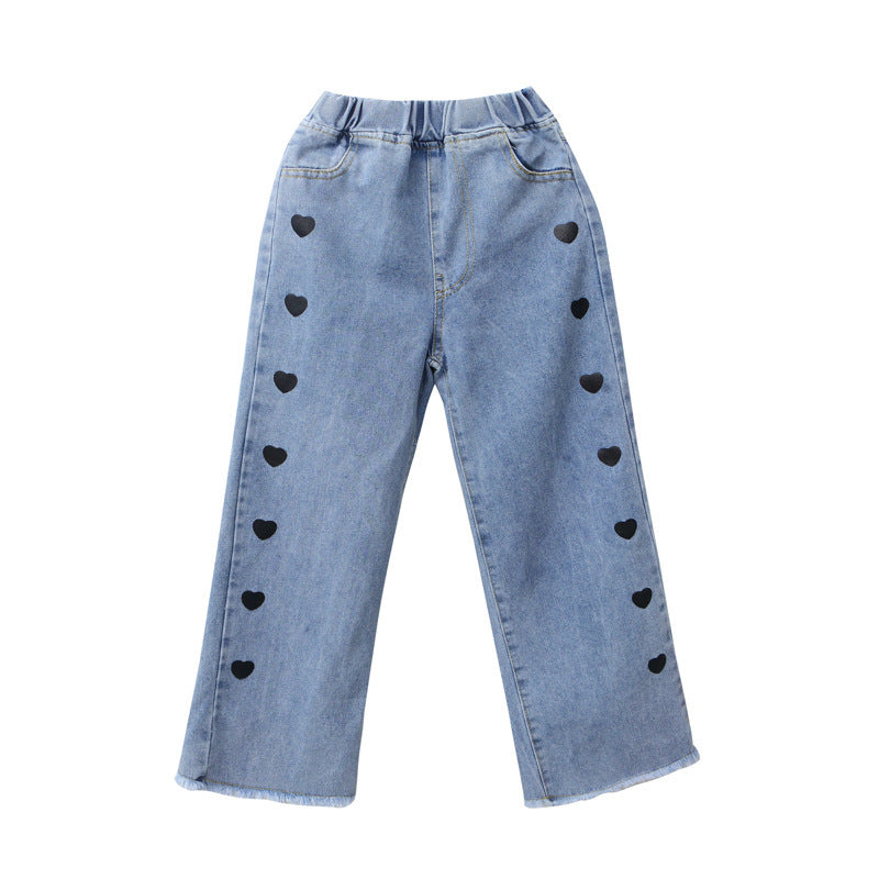 Girls' Jeans Spring And Autumn 9 Wide-leg Pants