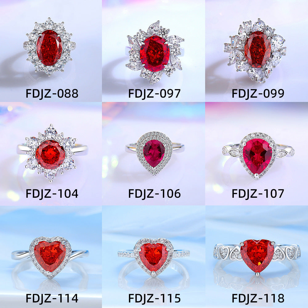 Ruby Pigeon Blood Red Ring Vintage T Square Diamond S925 Silver