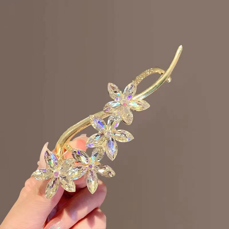 Super Fairy Temperament Crystal Flower Twister Clip Simple Personality Hairpin