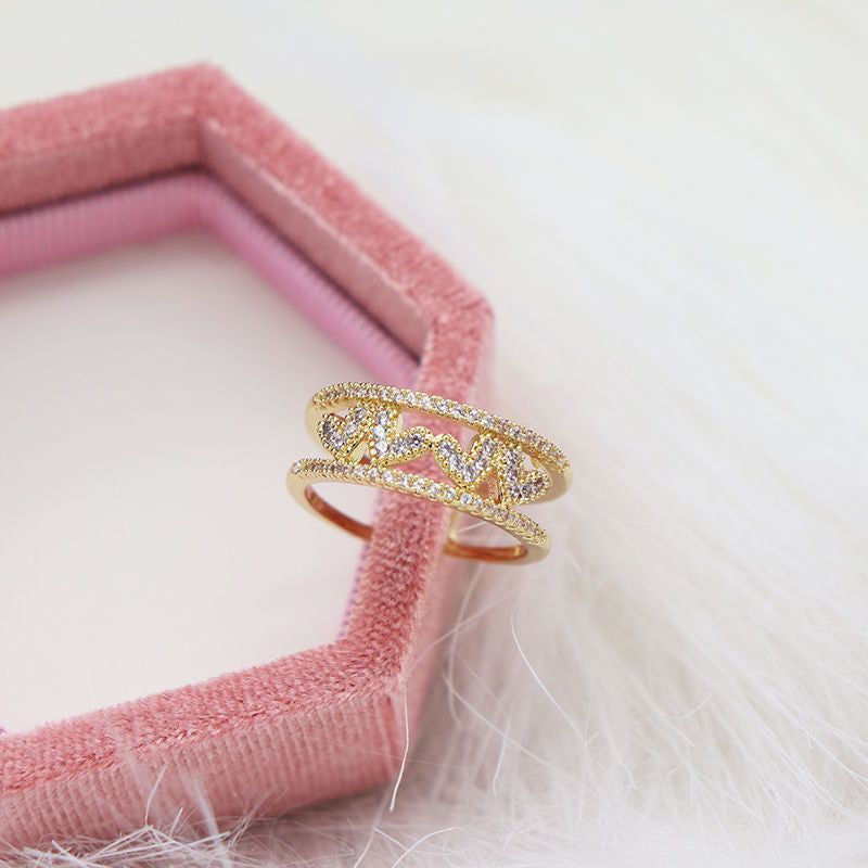 Double Layer Zircon Female Simple Ring Opening