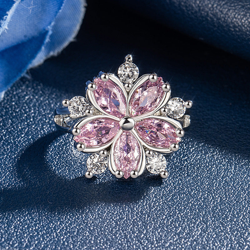 Exaggerated Plum Blossom Ring Flower Ring Female