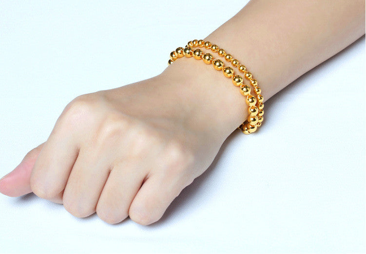 Men's round bead bracelet with 24k gold imitation