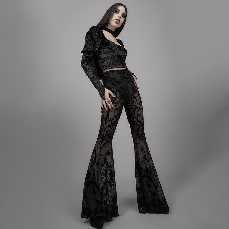 Women's Boho Style See Through Flared Pants