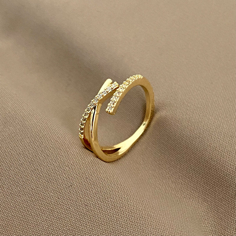 Double Layer Zircon Female Simple Ring Opening