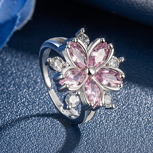 Exaggerated Plum Blossom Ring Flower Ring Female