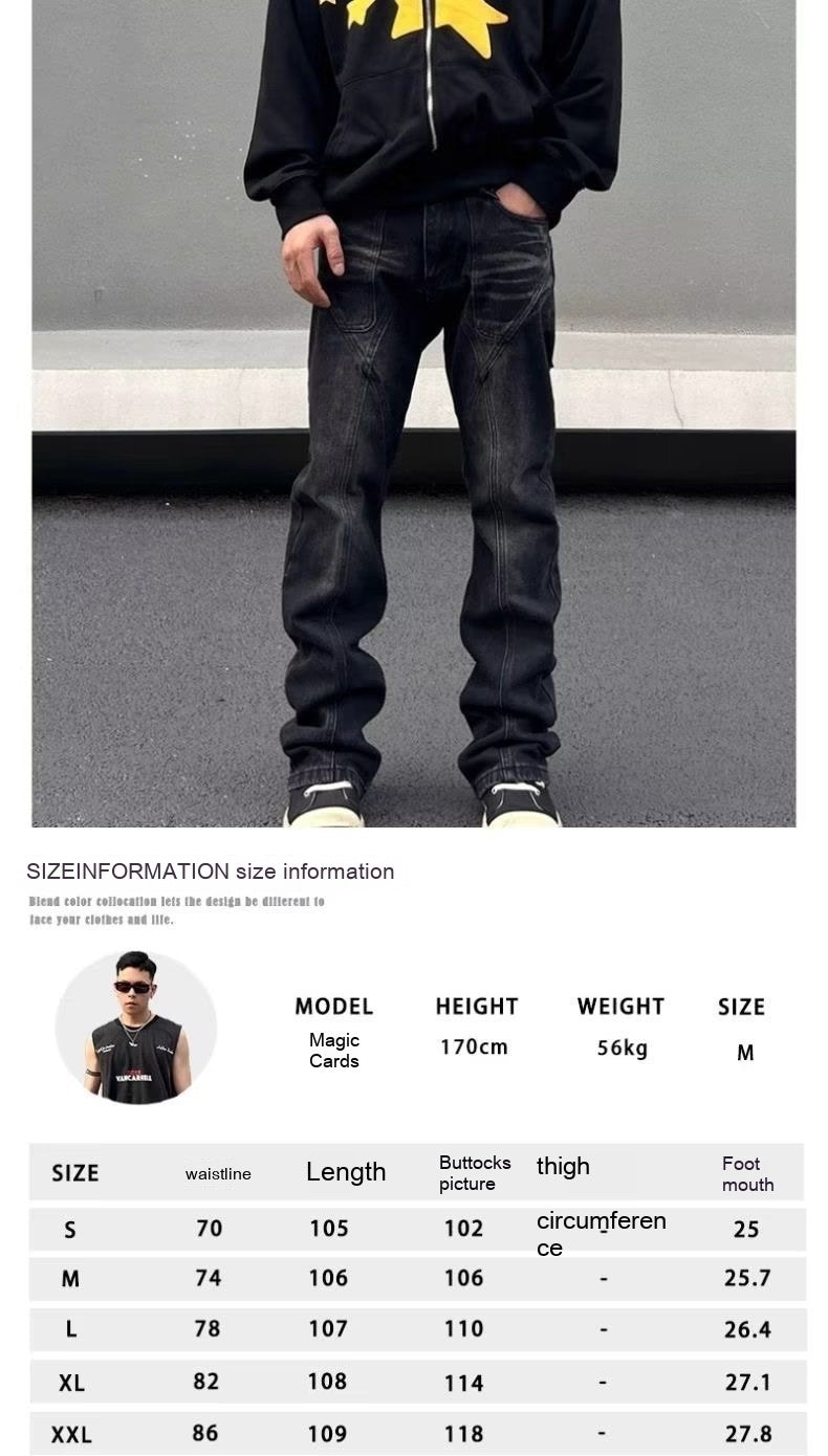 Casual Tapered Straight Washed Jeans Men