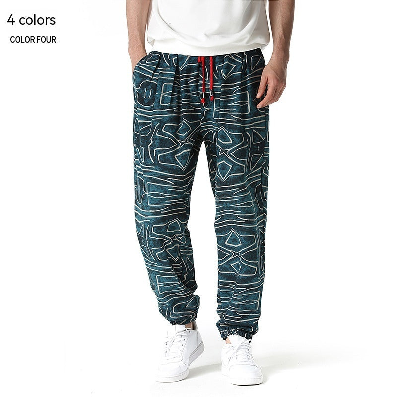 Casual Bloomers Cotton And Linen Trousers For Men