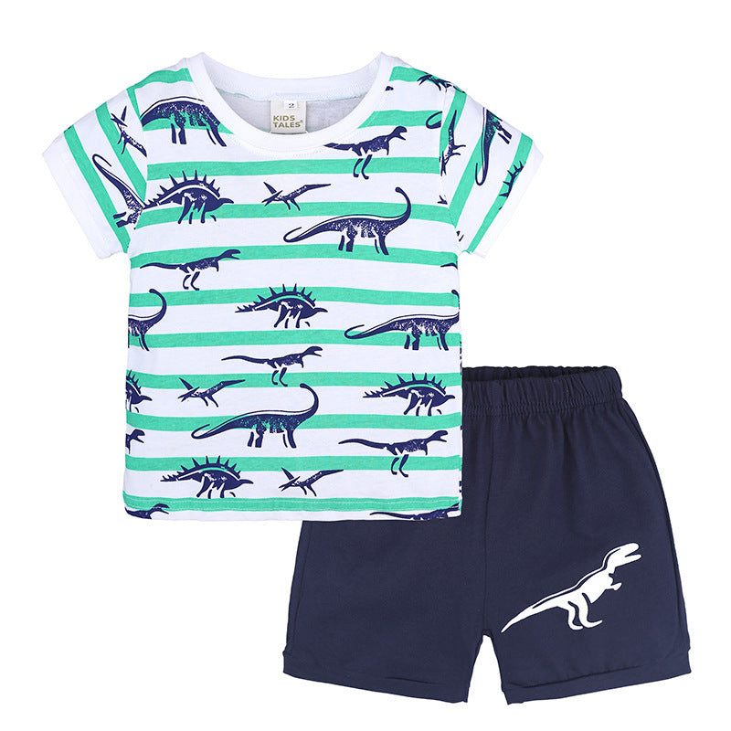 Two-piece boy short sleeve shorts