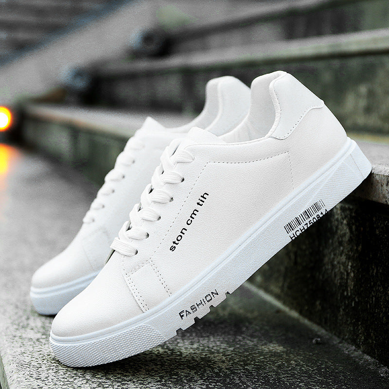 Men's Lace-Up Sneakers, Student Running Men's Shoes, Low-Top Breathable White Shoes