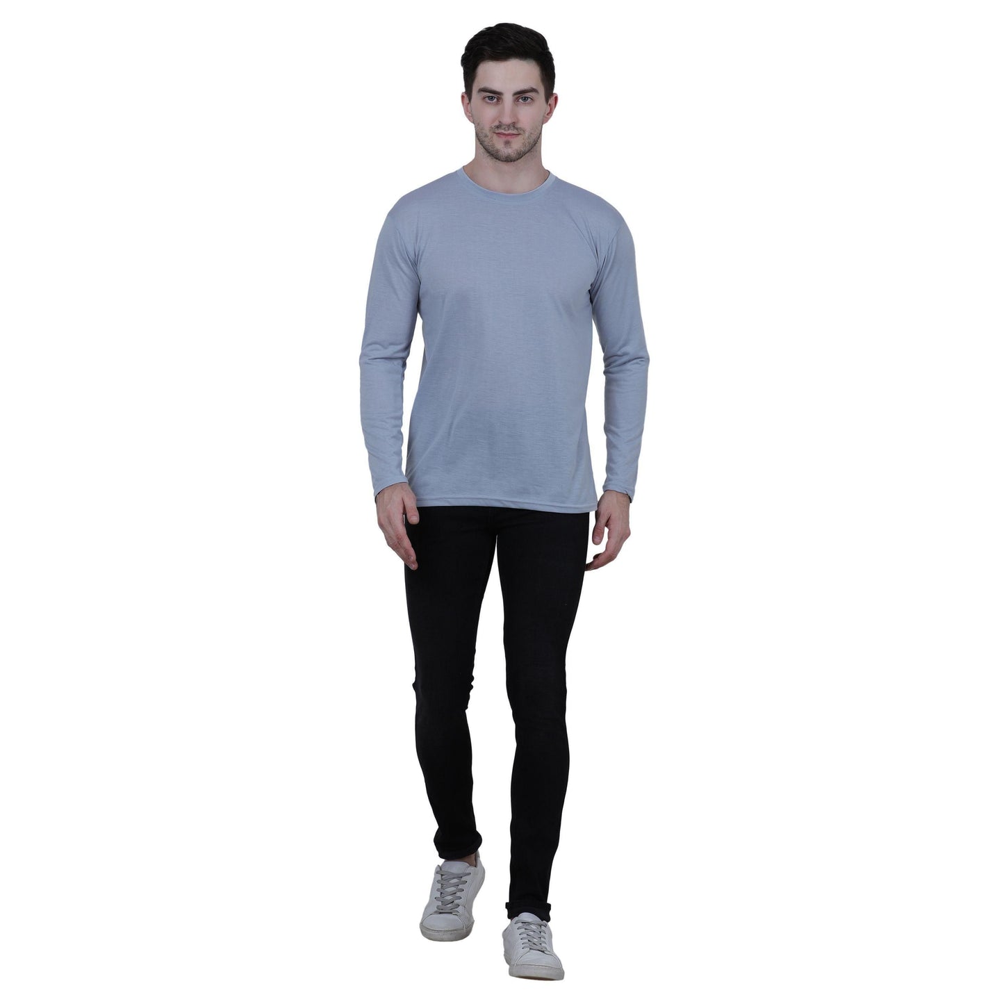 Cotton Blend Solid Full Sleeves T-Shirt