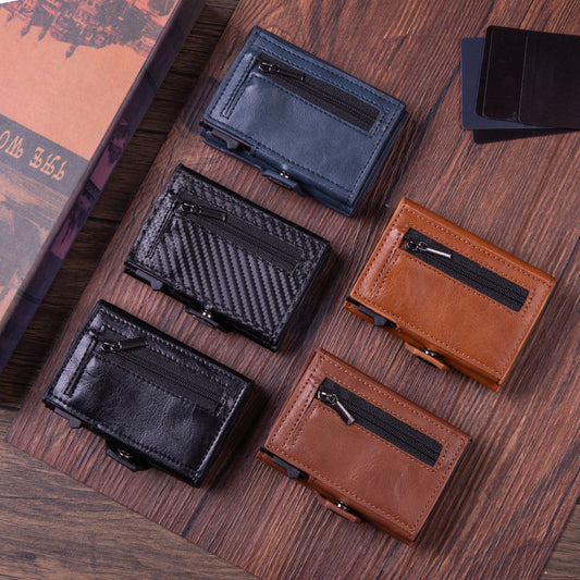 Men's High-grade Folding Leather Carbon Fiber Card Package