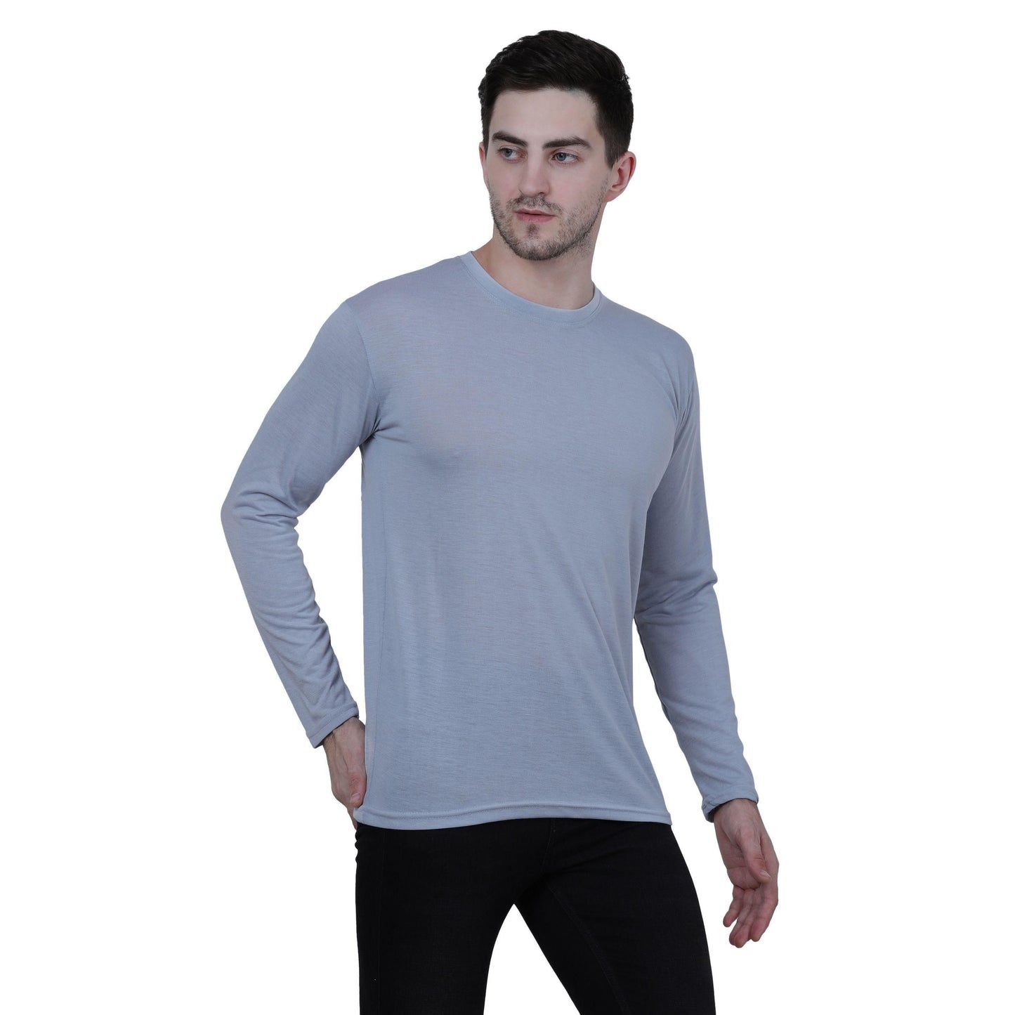 Cotton Blend Solid Full Sleeves T-Shirt