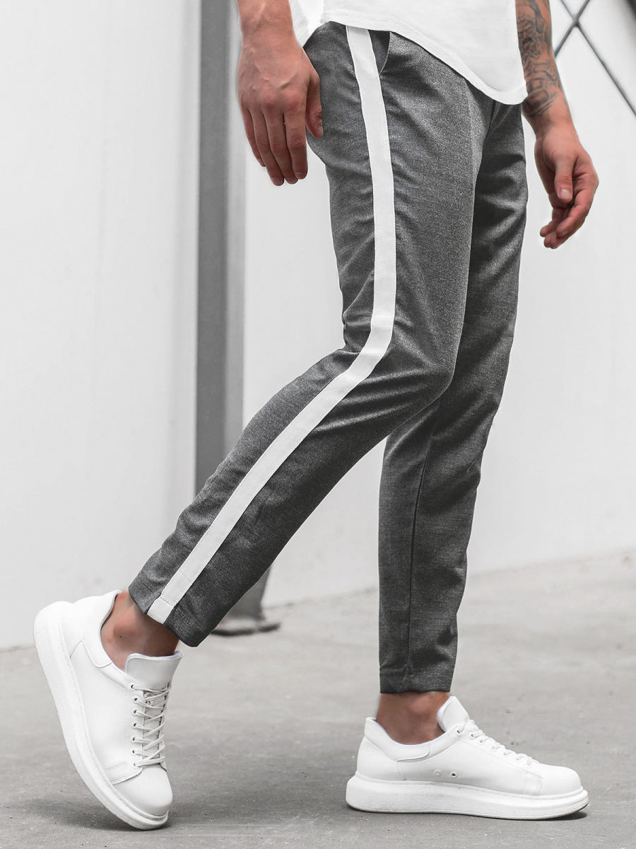 Horizontal Bars And Trendy Slim Trousers For Men