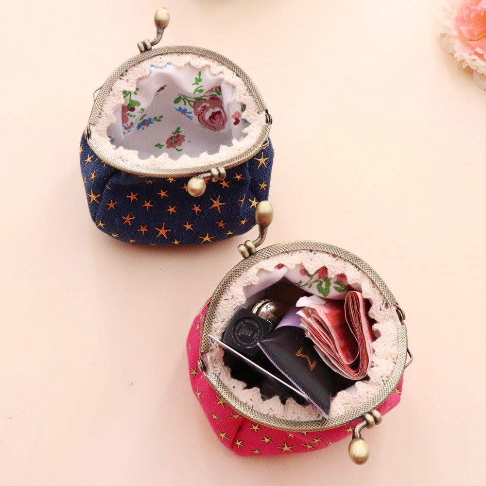 Denim Cloth Vintage Handmade Women's Hand-held Coin Purse Hasp Card