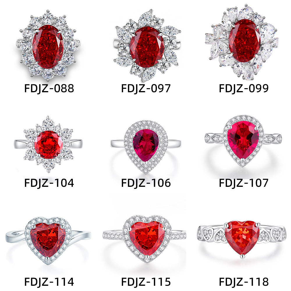 Ruby Pigeon Blood Red Ring Vintage T Square Diamond S925 Silver