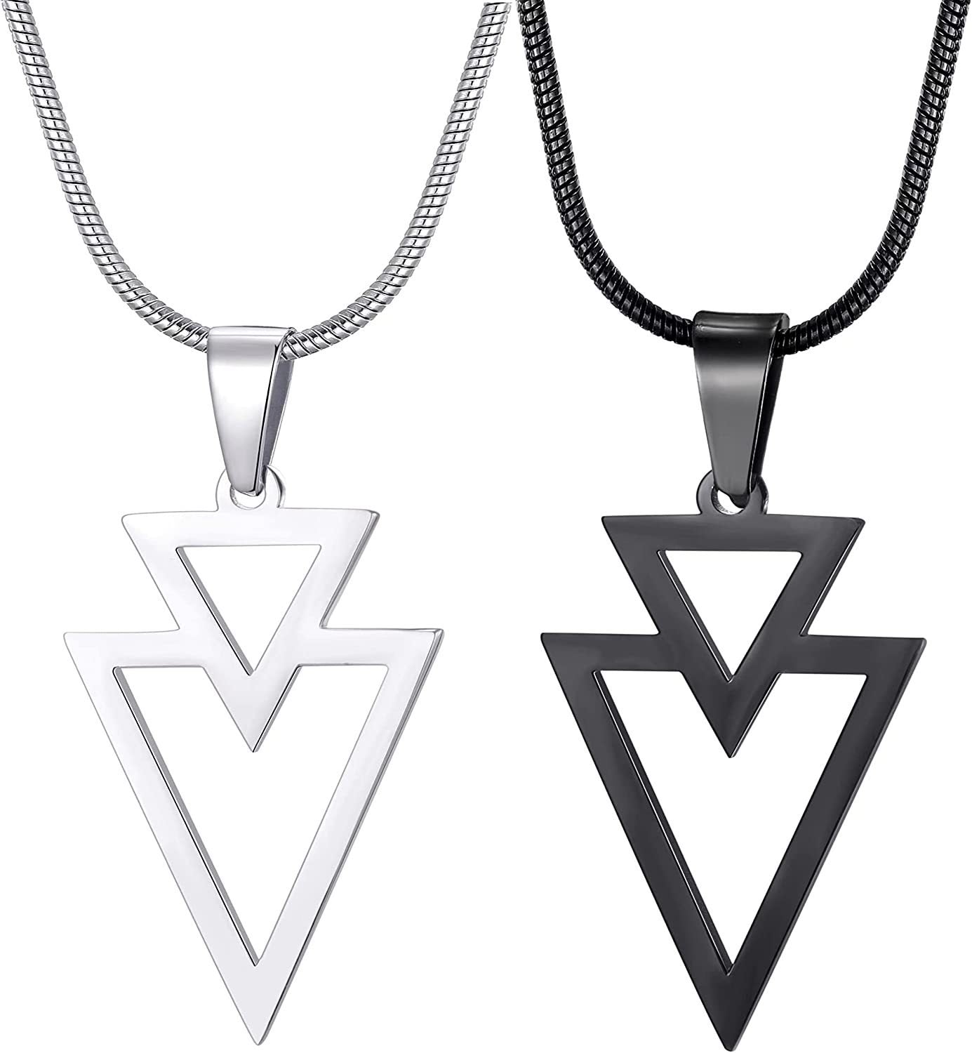 Overlapping Triangle Arrow Pendant Accessories Boys Necklace