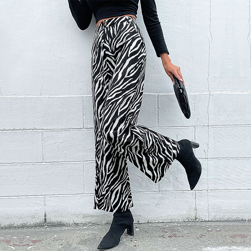 Zebra Print Fashion Wide Leg Pants