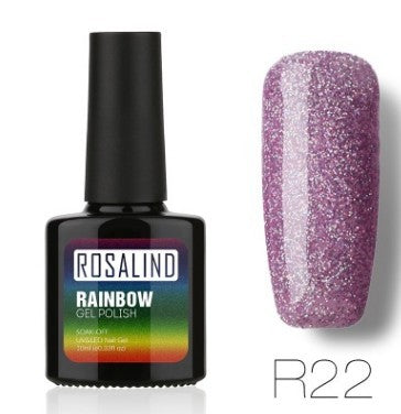 Nail free, long-lasting, non-toxic, nail polish, ROSALIND phototherapy glue, star studded rainbow system.