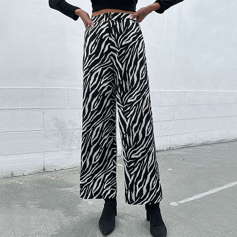 Zebra Print Fashion Wide Leg Pants