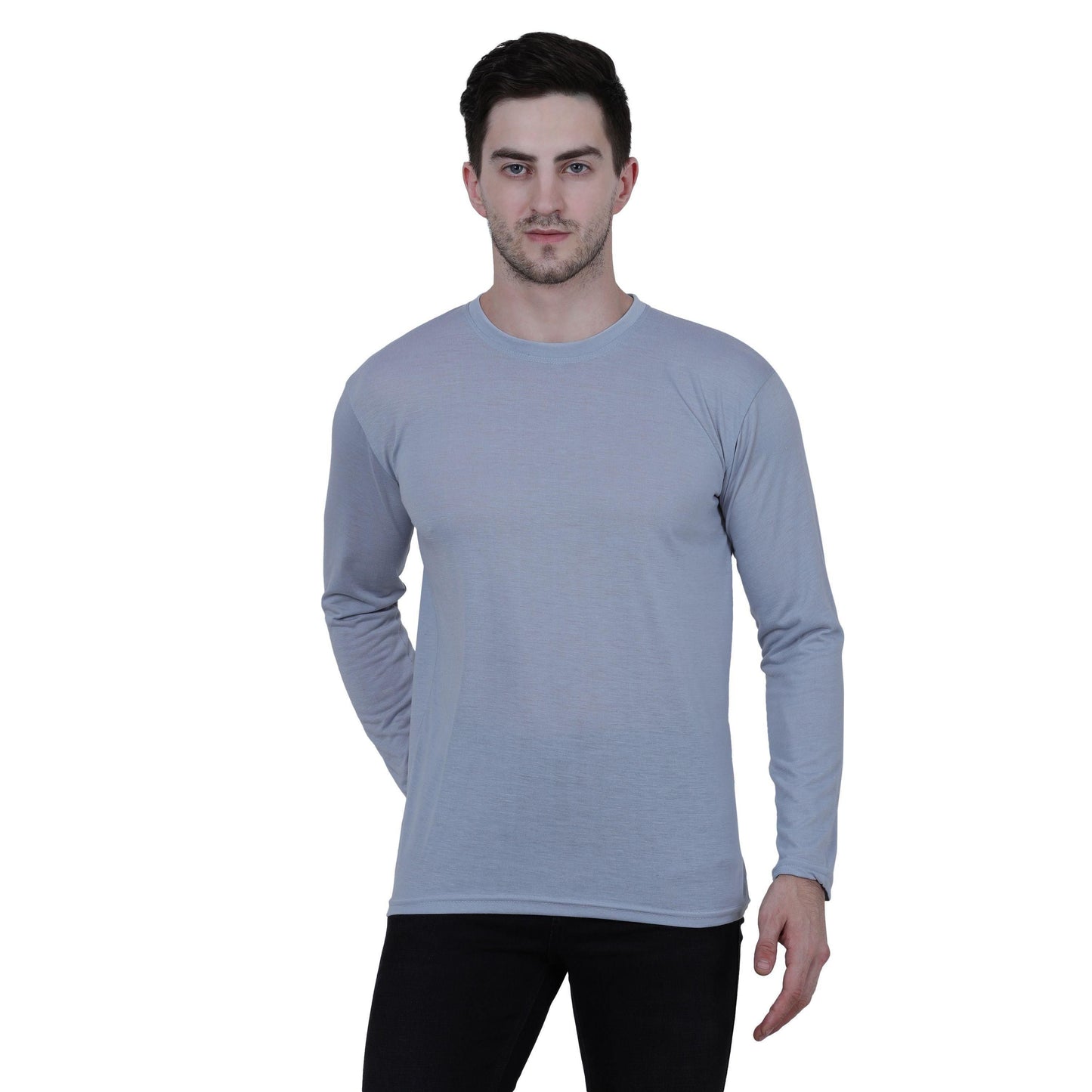 Cotton Blend Solid Full Sleeves T-Shirt