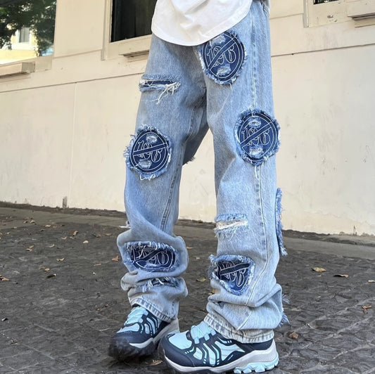 American Retro Washed Ripped Jeans For Men