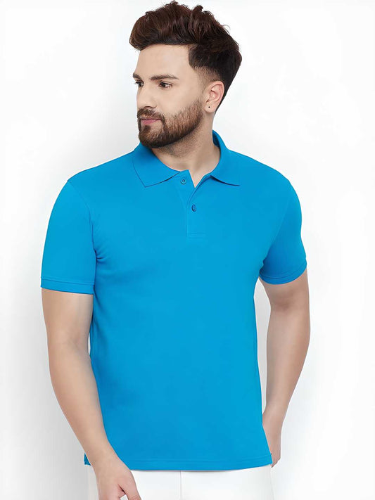 Cotton Blend Solid Half Sleeves Polo T-Shirt