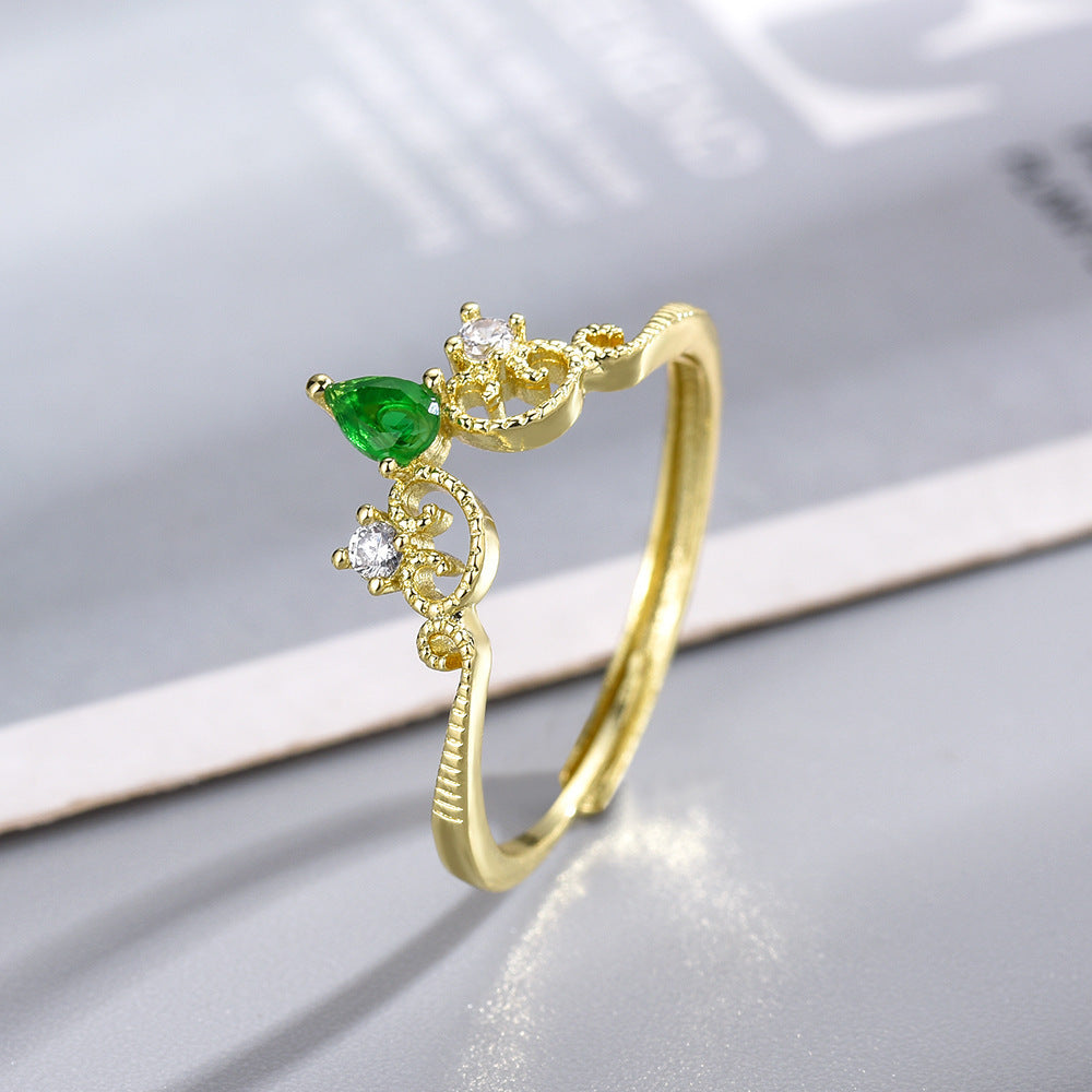 Double Layer Zircon Female Simple Ring Opening