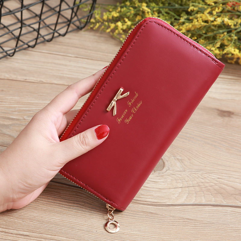 Women's Solid Color Bow Two-layer Wallet