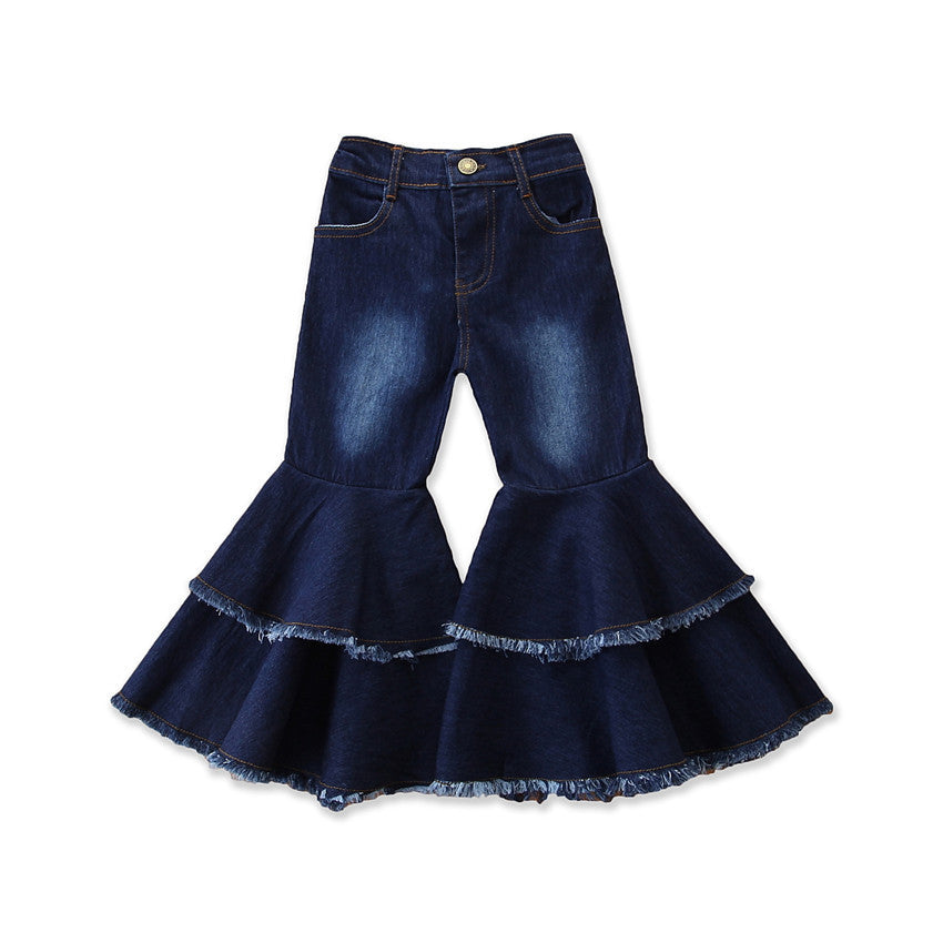 Wide-leg Jeans Girls Kids Flared Pants Trousers