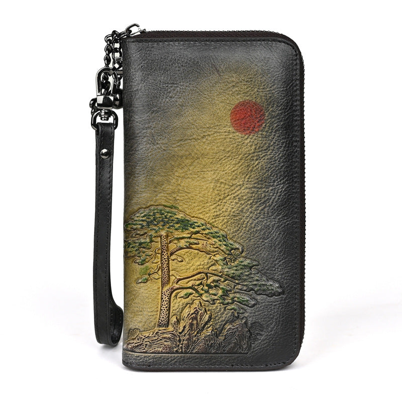 Women's Leather Wallet Long Rising Sun