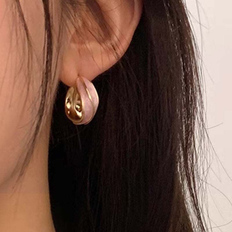 Retro Drip Glazed Round Simple Wild Earrings Women