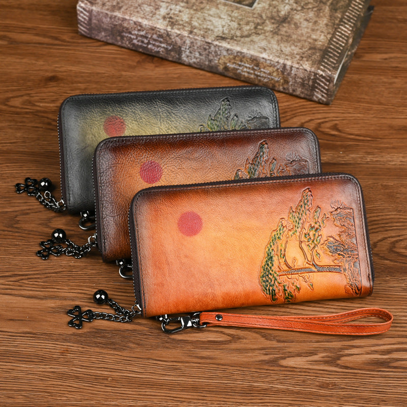 Women's Leather Wallet Long Rising Sun