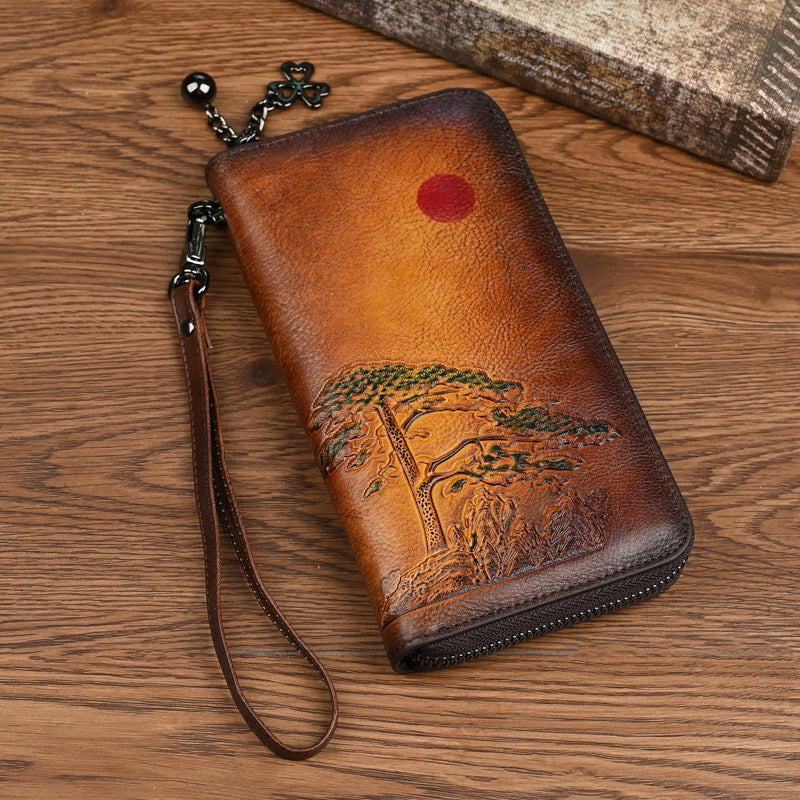 Women's Leather Wallet Long Rising Sun