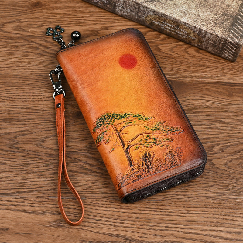 Women's Leather Wallet Long Rising Sun