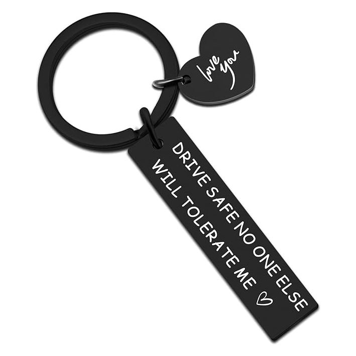 Driving Safety Stainless Steel Key Ring