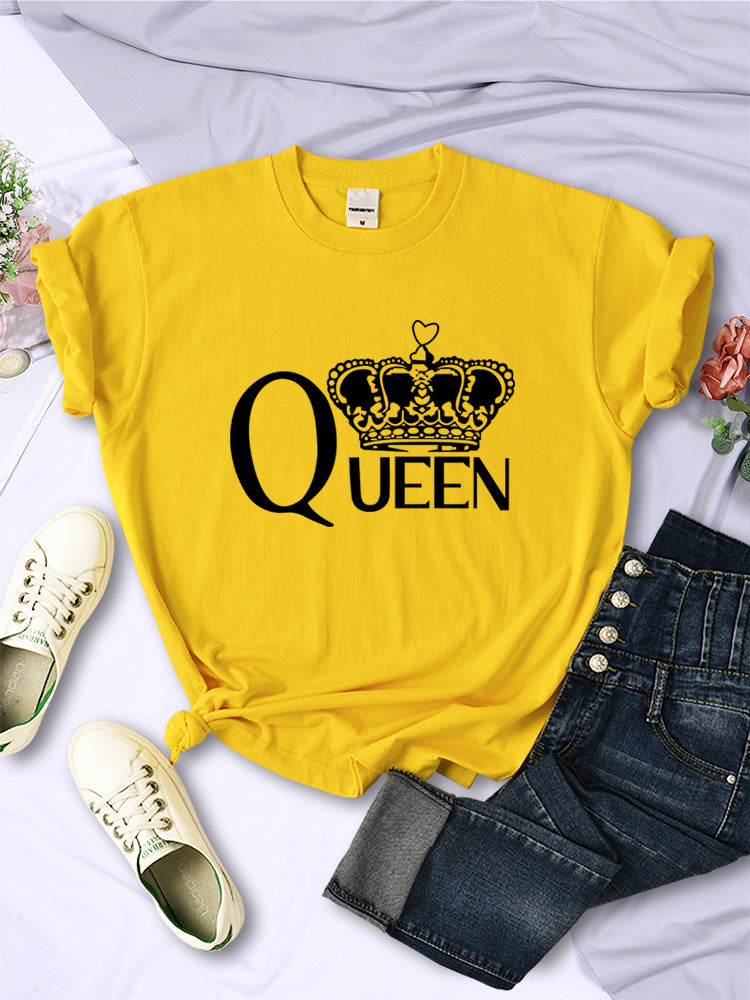 Queen'S Big Crown Printed Women T Shirts Breathable Summer