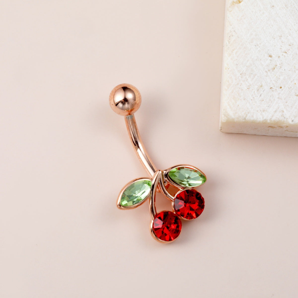 Belly Ring Cherry Zircon Belly Stainless Steel Rod Anti-allergy Human Body Piercing Accessories