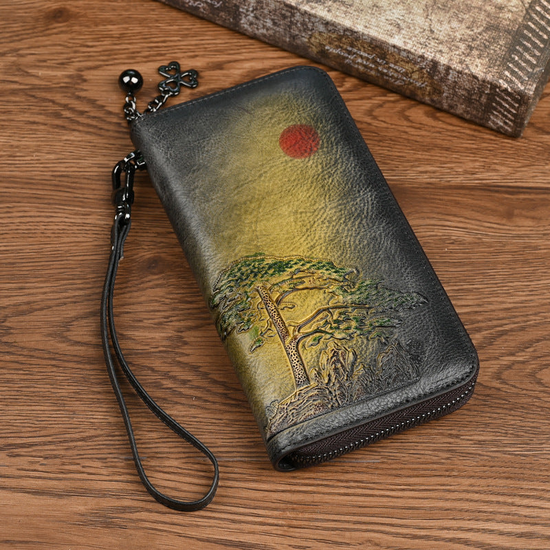 Women's Leather Wallet Long Rising Sun