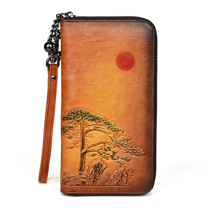 Women's Leather Wallet Long Rising Sun