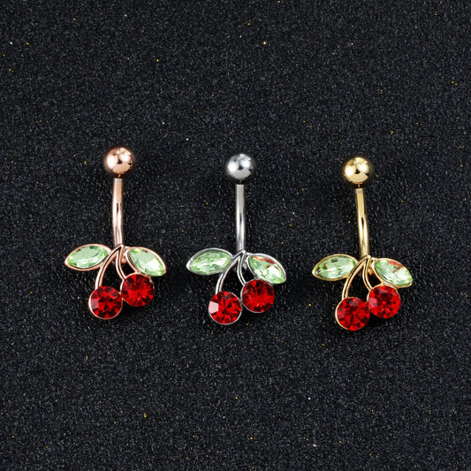 Belly Ring Cherry Zircon Belly Stainless Steel Rod Anti-allergy Human Body Piercing Accessories