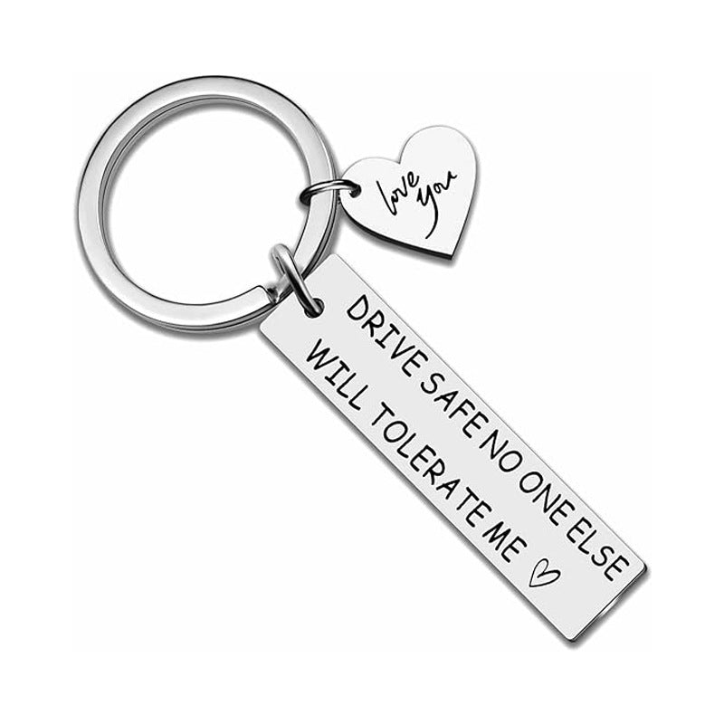 Driving Safety Stainless Steel Key Ring