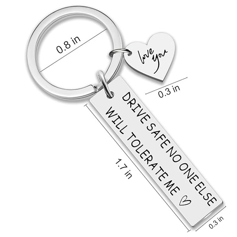 Driving Safety Stainless Steel Key Ring