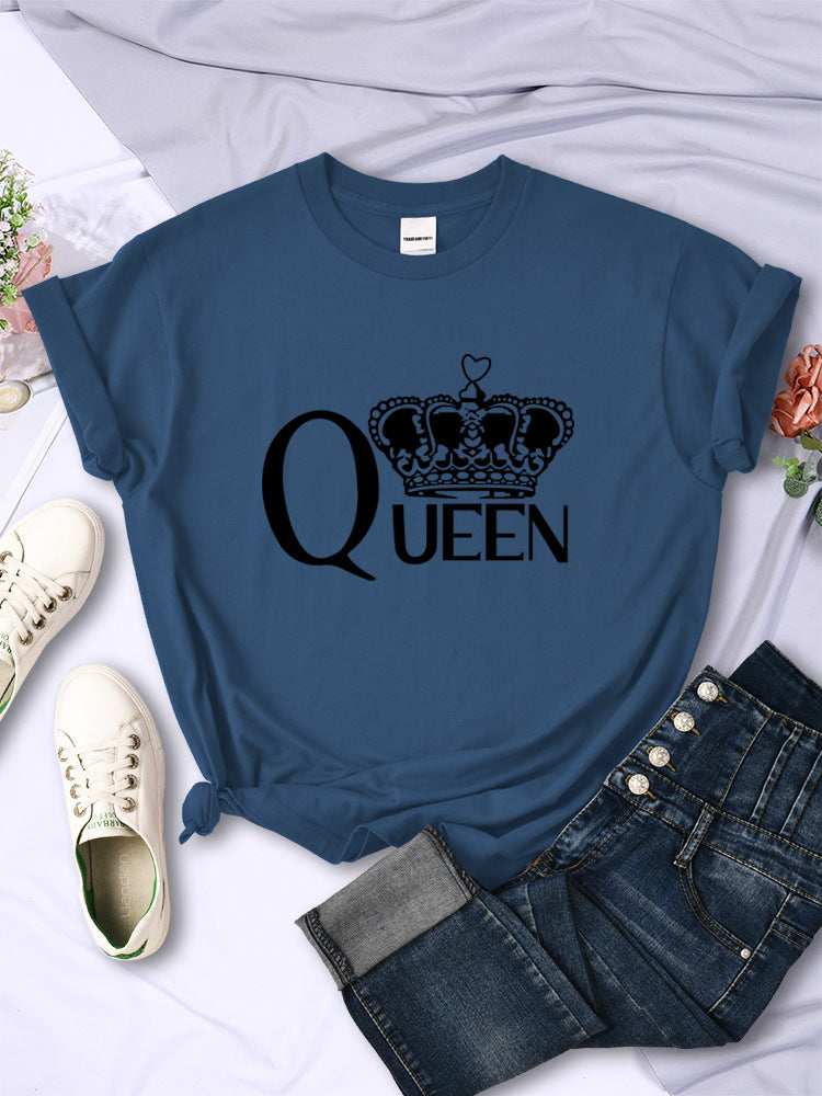 Queen'S Big Crown Printed Women T Shirts Breathable Summer