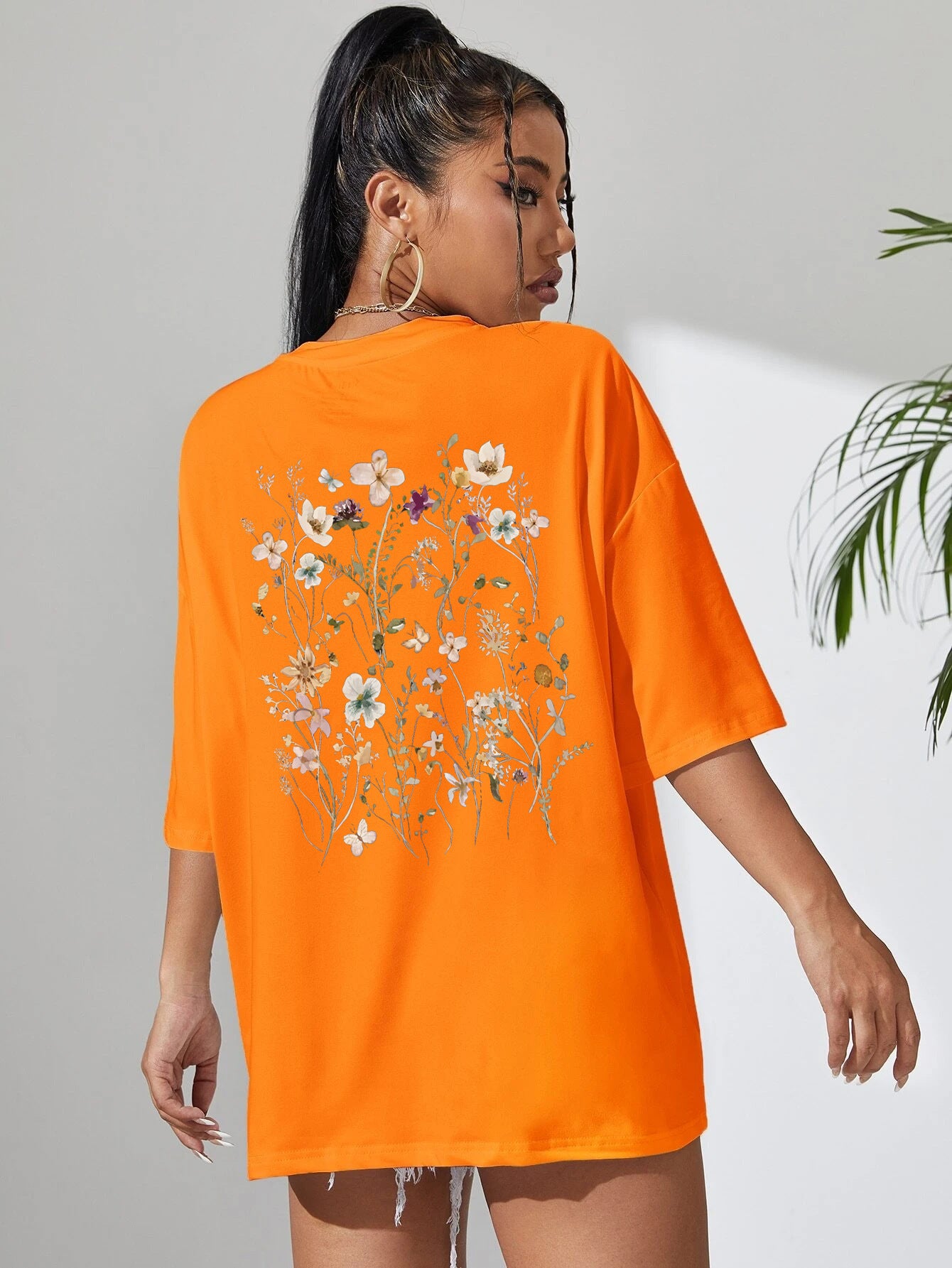 Beautiful Flower Clusters Print Cotton Women T-shirts Casual