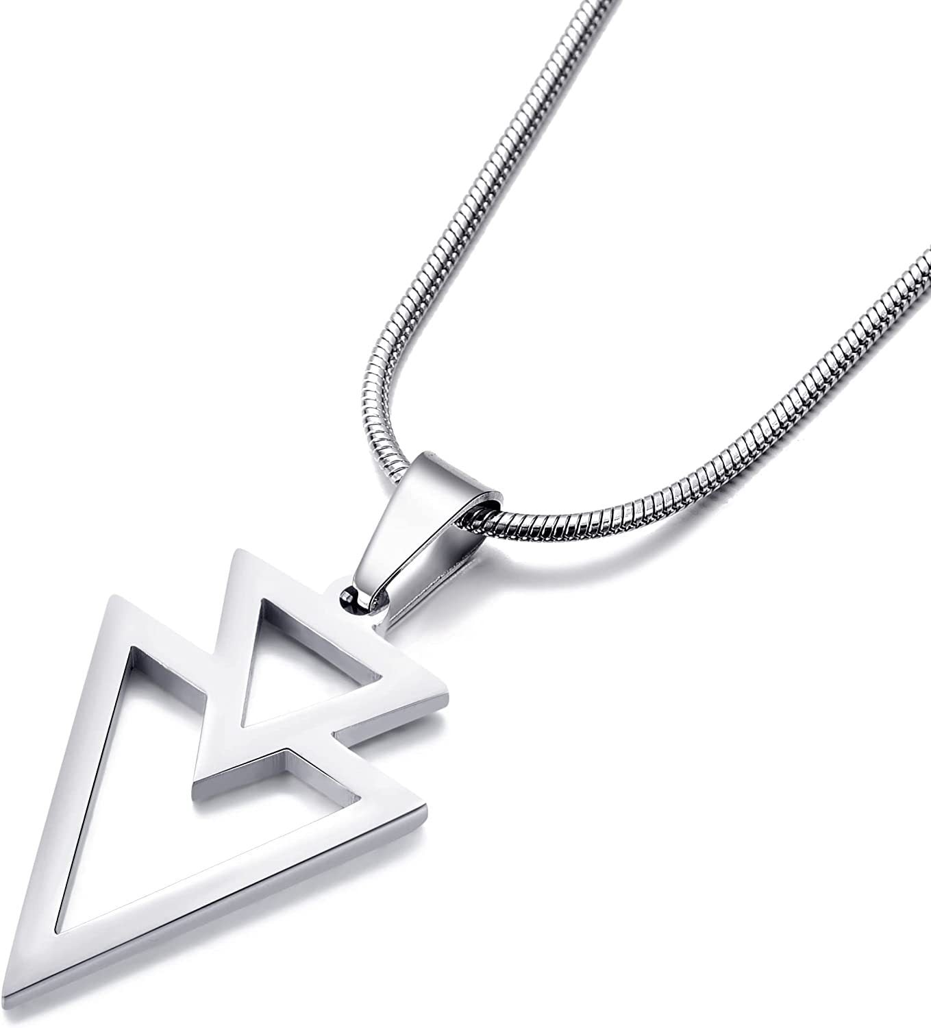 Overlapping Triangle Arrow Pendant Accessories Boys Necklace