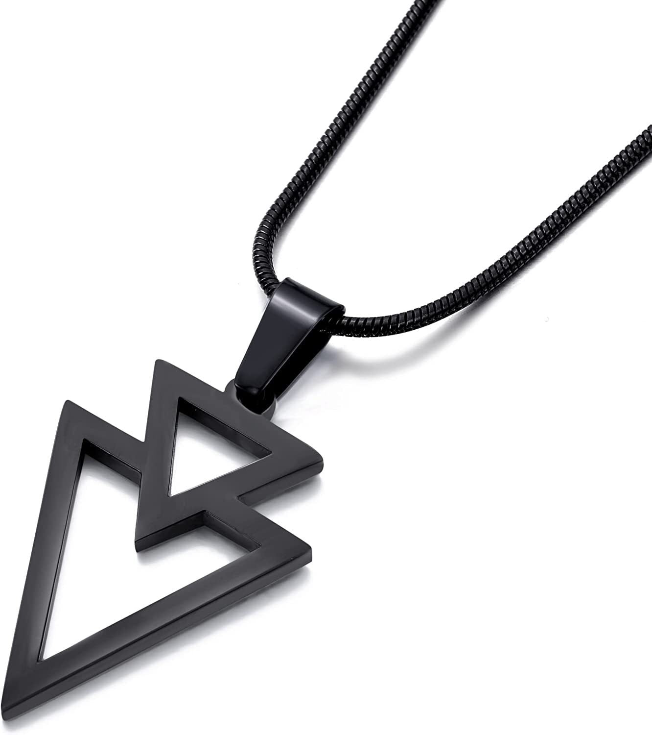 Overlapping Triangle Arrow Pendant Accessories Boys Necklace